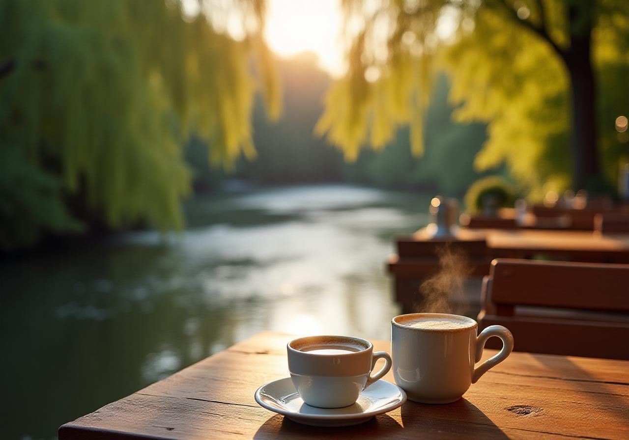 Outdoor seating area of Liffey Rapids Cafe overlooking the Dodder River